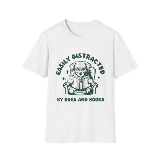 Easily Distracted By Dogs And Books t-shirt