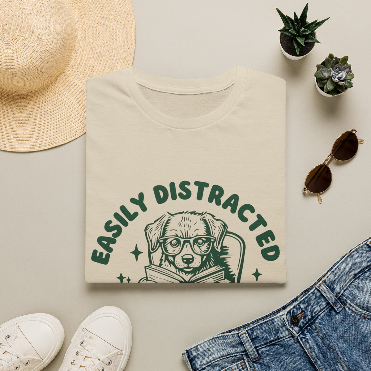 Easily Distracted By Dogs And Books t-shirt