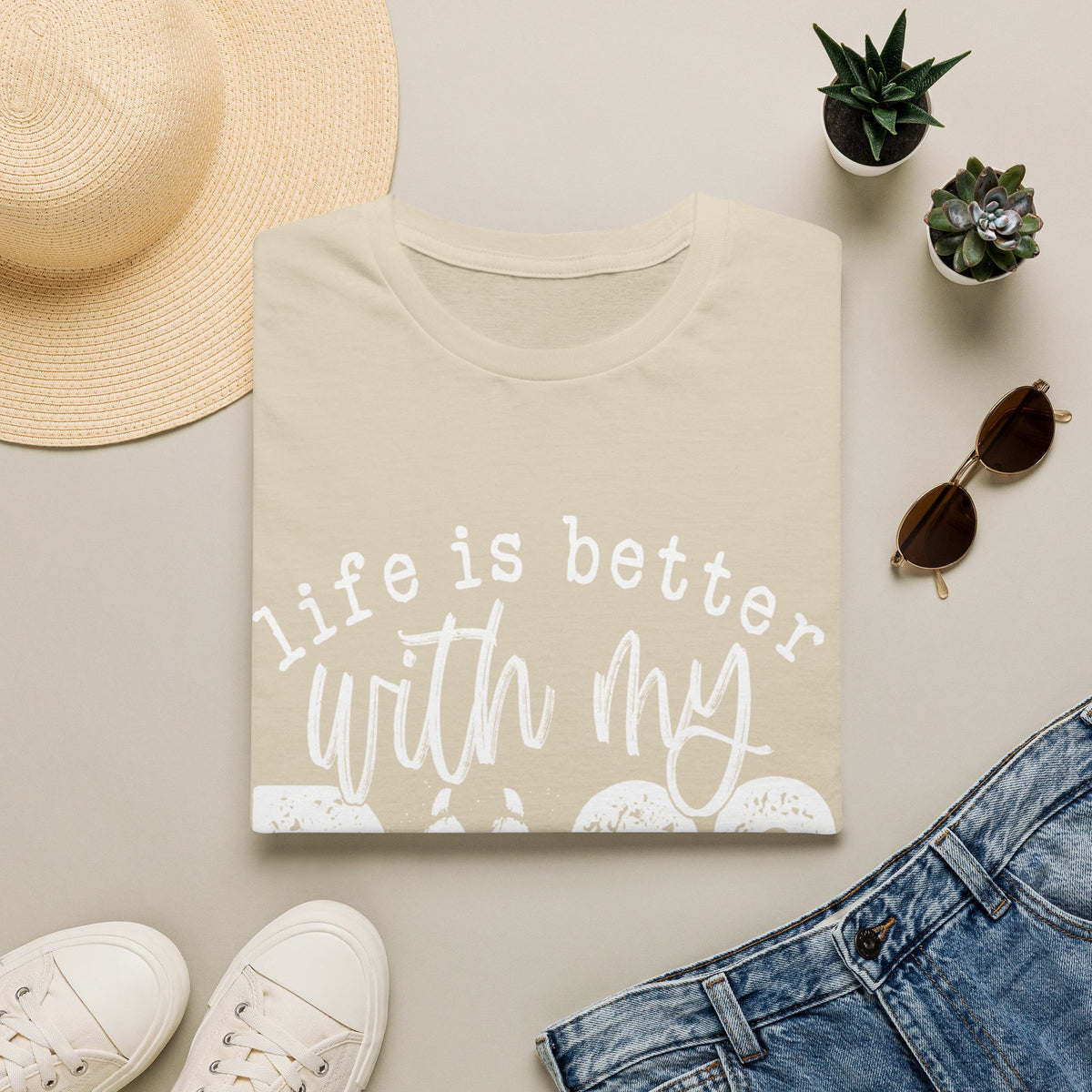 Life Better With My Dogs wht t-shirt