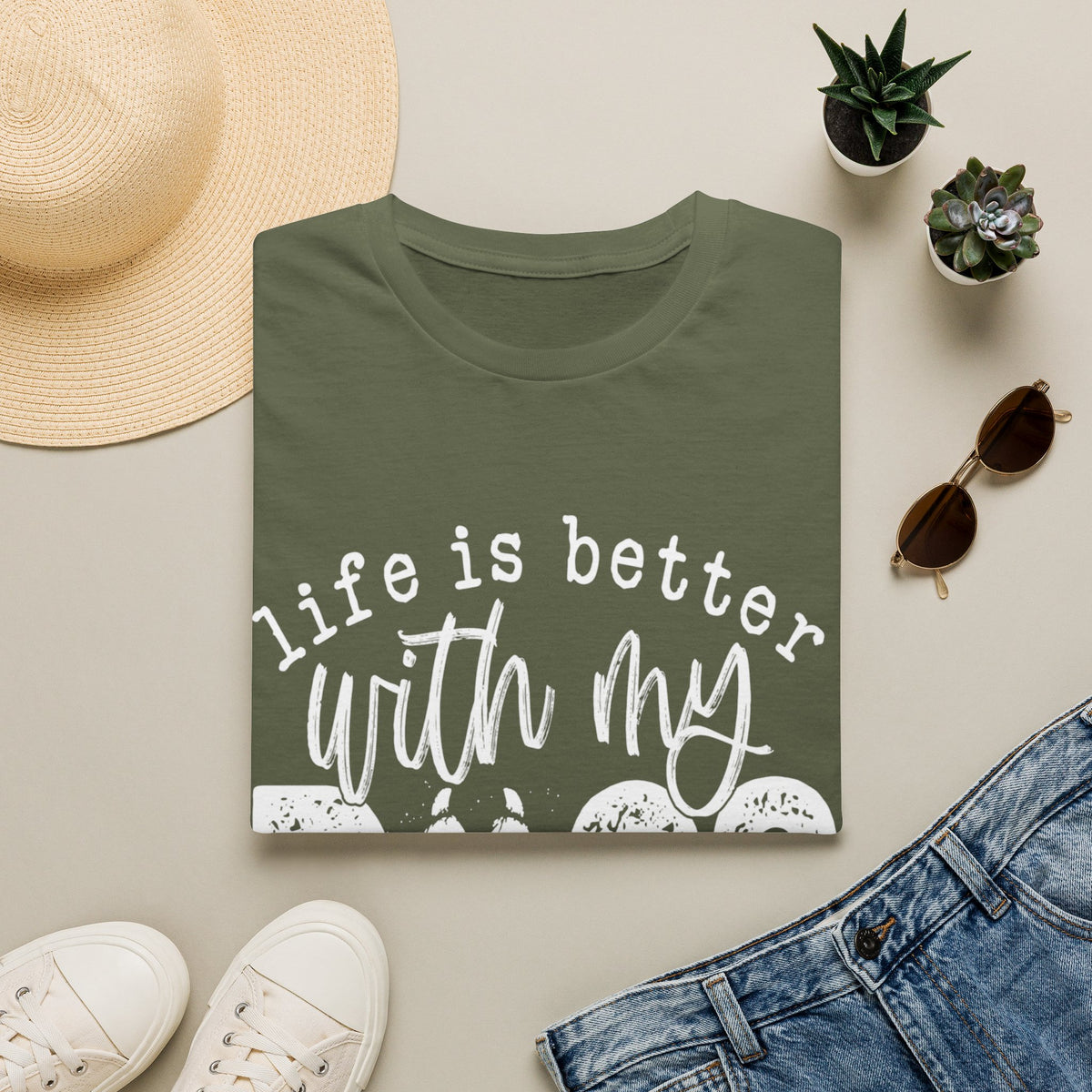 Life Better With My Dogs wht t-shirt