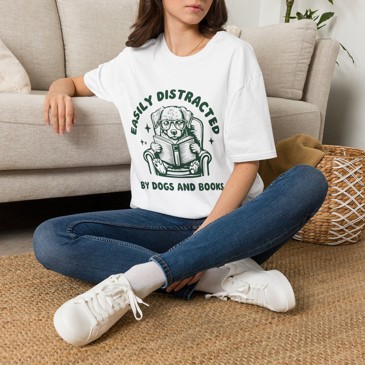 Easily Distracted By Dogs And Books t-shirt