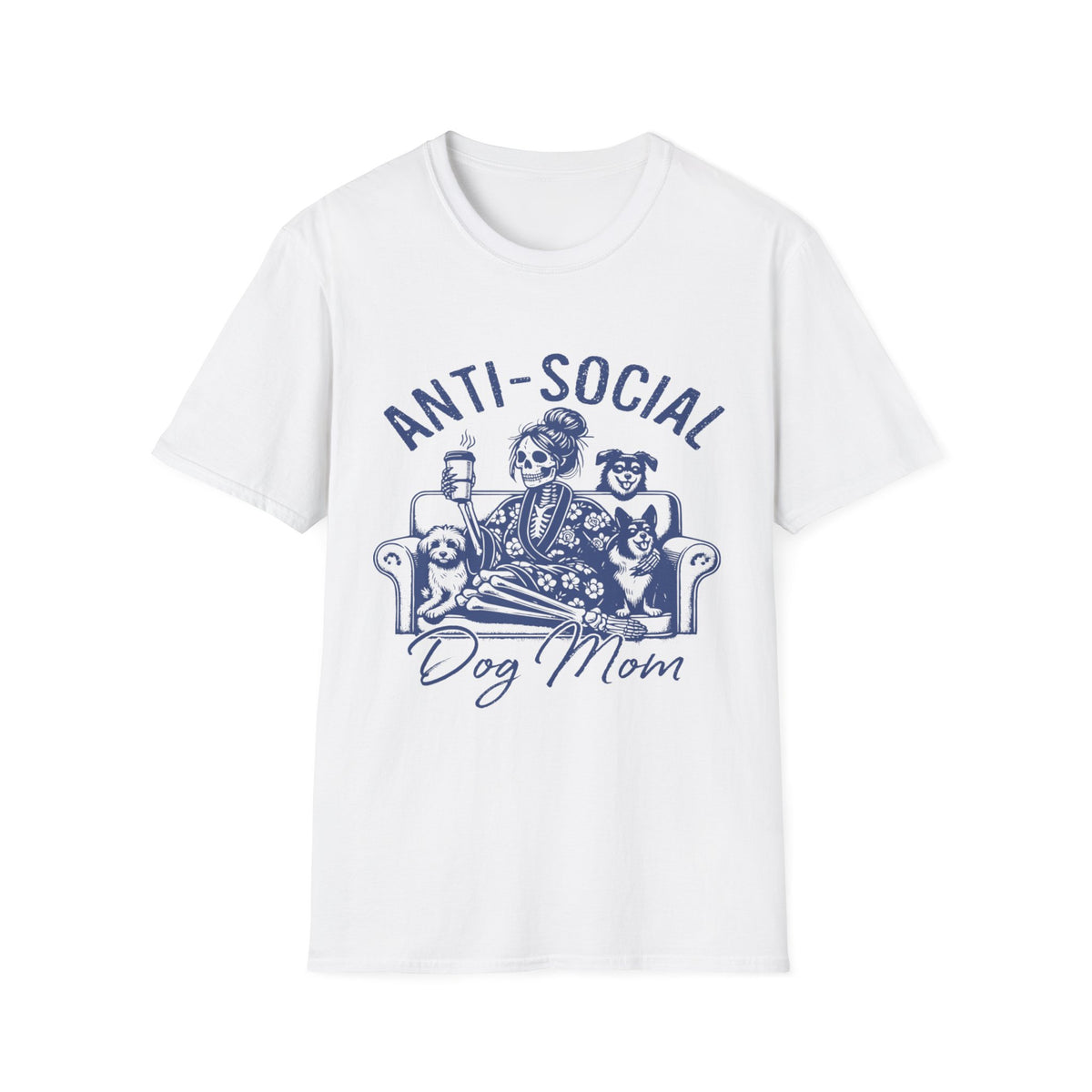 Anti Socail Dog Mom blu t-shirt