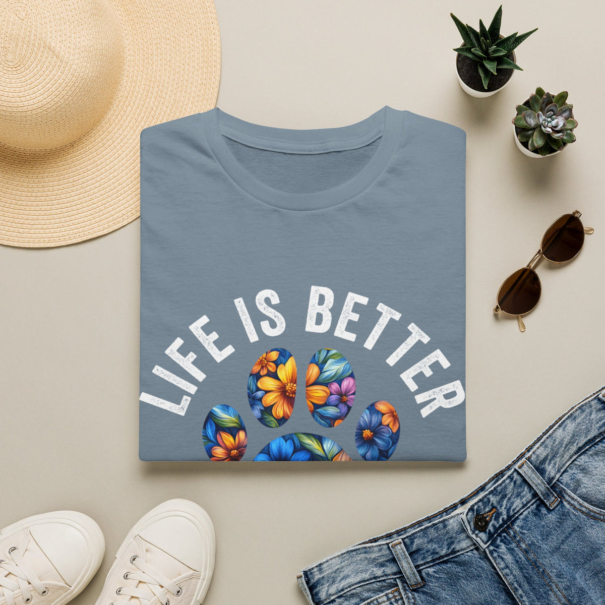 Life Better With Dogs wht t-shirt