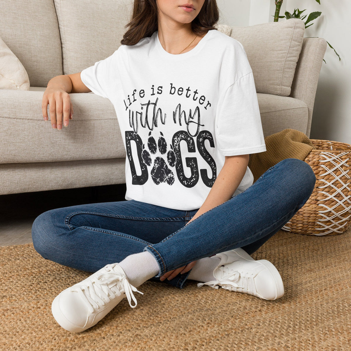 Life Better With My Dogs blk t-shirt