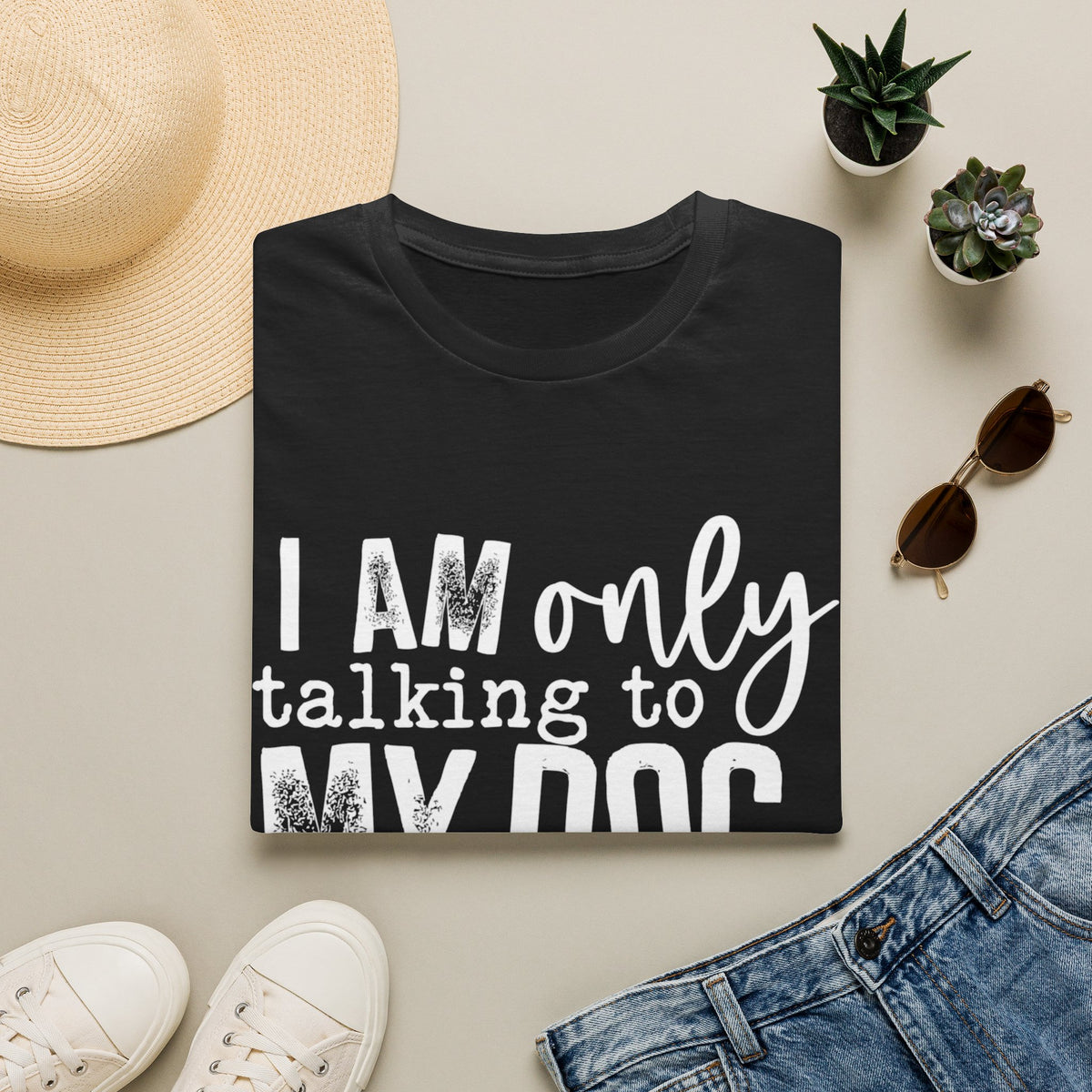 talking to dog today wht t-shirt