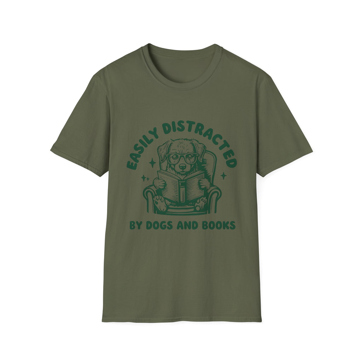 Easily Distracted By Dogs And Books t-shirt