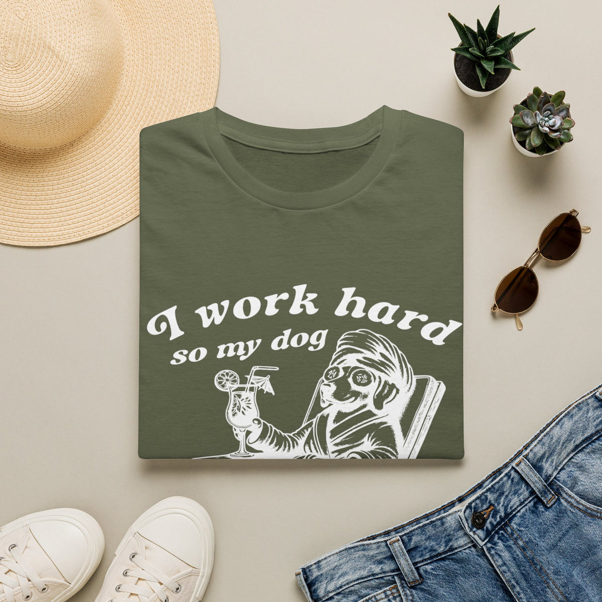 I Work Hard wht t-shirt